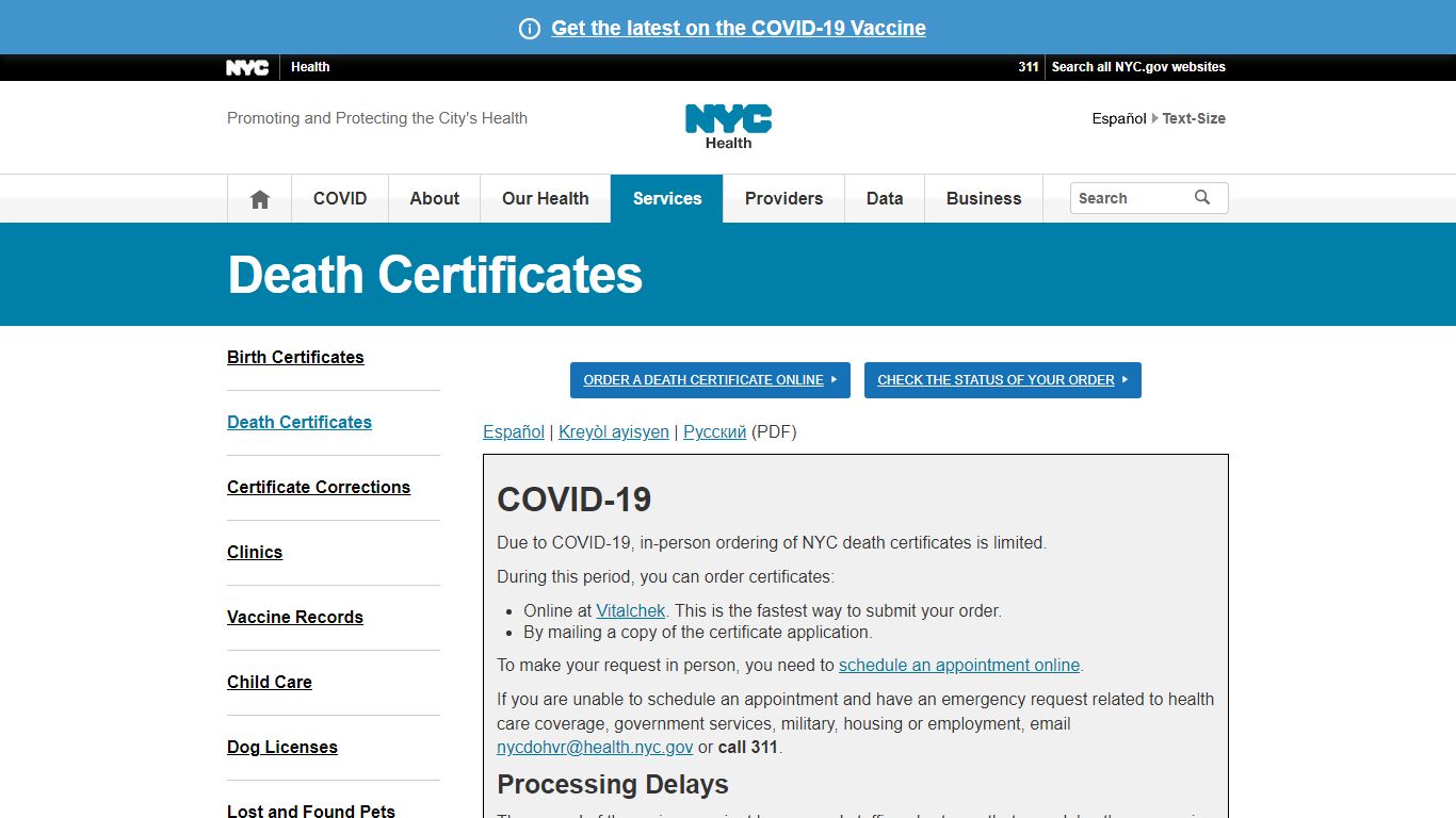 Death Certificates - NYC Health - New York City